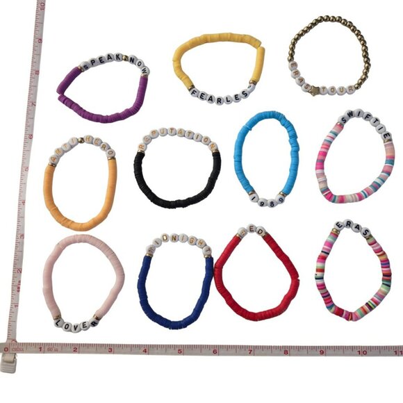 Taylor Swift Inspired Friendship Bracelets 11 Colorful Beaded Set Swifties Fans - Picture 1 of 7